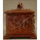 Antiguo Humidor Puros, en Madera Bosque Negro y Tallado a Mano