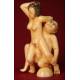 Antique Japanese Erotic Netsuke, Hand Carved Ivory. Signed