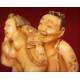 Antique Japanese Erotic Netsuke, Hand Carved Ivory. Signed