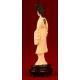 Chinese Female Ivory Figure. Mid XX Century. Hand Carved. Wooden Stand