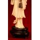 Chinese Female Ivory Figure. Mid XX Century. Hand Carved. Wooden Stand