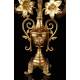 Pareja de Candelabros de Iglesia Franceses en Bronce Dorado. 72 cms Altura. Siglo XIX, en Excelente Estado