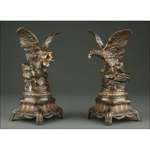 Pair of French Calamine Eagles from the 30's and 40's of the XX Century.