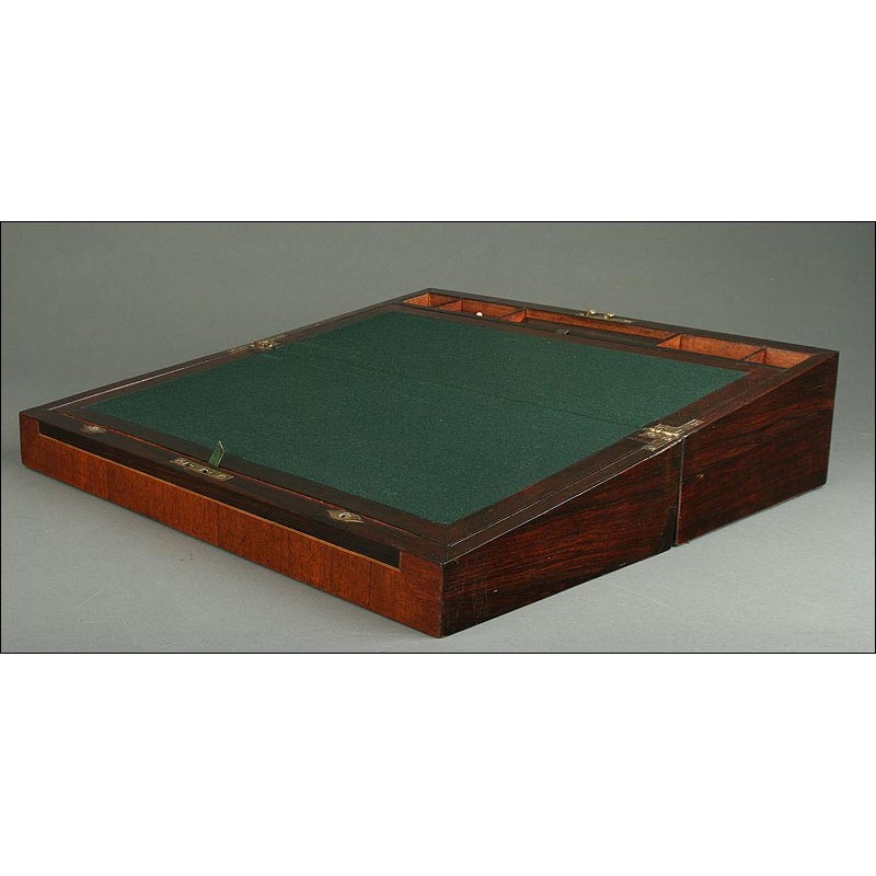 Elegant English Ship's Desk, 1900. Restored and with Original Key.