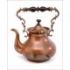 Beautiful Copper Teapot with Art Nouveau Decoration. Complete. Circa 1920-1940