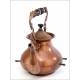 Beautiful Copper Teapot with Art Nouveau Decoration. Complete. Circa 1920-1940