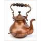 Beautiful Copper Teapot with Art Nouveau Decoration. Complete. Circa 1920-1940