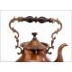 Beautiful Copper Teapot with Art Nouveau Decoration. Complete. Circa 1920-1940