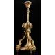 Elegant Pair of Antique Bronze Candlesticks. France, XIX Century