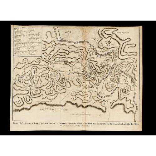 Engraving of the War of Succession of 1745 Representing the Plan of the Siege of Cardona in 1711. J. Basire