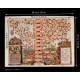 Engraving of the Family Tree of the Kings of France. Year 1608. Original Color