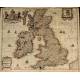 Magnífico Grabado Antiguo con el Mapa de Inglaterra e Irlanda. Año 1665