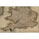 Magnificent Antique Engraving with Map of England and Ireland. Year 1665