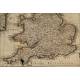 Magnífico Grabado Antiguo con el Mapa de Inglaterra e Irlanda. Año 1665