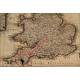 Magnífico Grabado Antiguo con el Mapa de Inglaterra e Irlanda. Año 1665