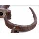 Authentic Antique Cast Iron Handcuffs with Key. Circa 1800