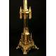 Pair of 19th century church candlesticks in bronze. Electrified