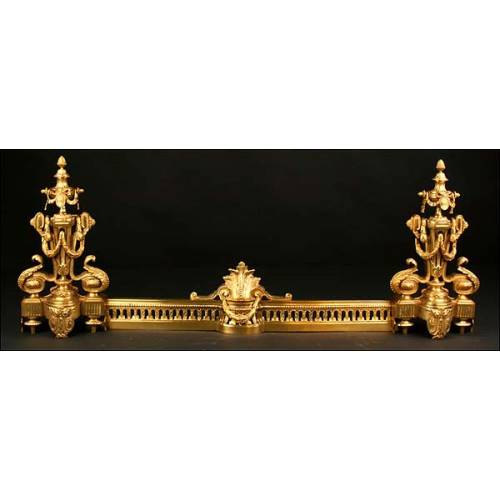 Gilded bronze chimney pieces. Late 19th century.