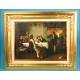 Oil painting in tavern meeting, signed L.Simons Fiammingo.