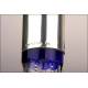 Pair of Bohemian crystal decanters with solid silver mouths.