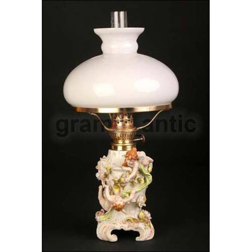 Amazing Porcelain Oil Lamp from 1900.