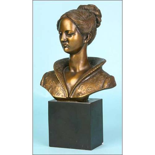 Busto de mujer en Bronce. Arnaldo Giannelli. Italia