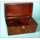 Walnut wood tea box with mother of pearl key, C.XIX.