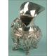 Coffee-Tea Set with Tray in Solid Silver (3751 grs.). Spain. 20th Century