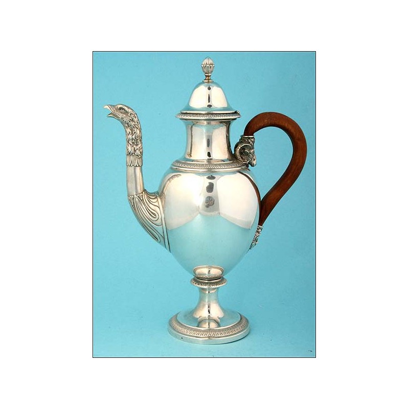 Solid Silver Coffee Pot or Teapot, Italy, 20th Century.