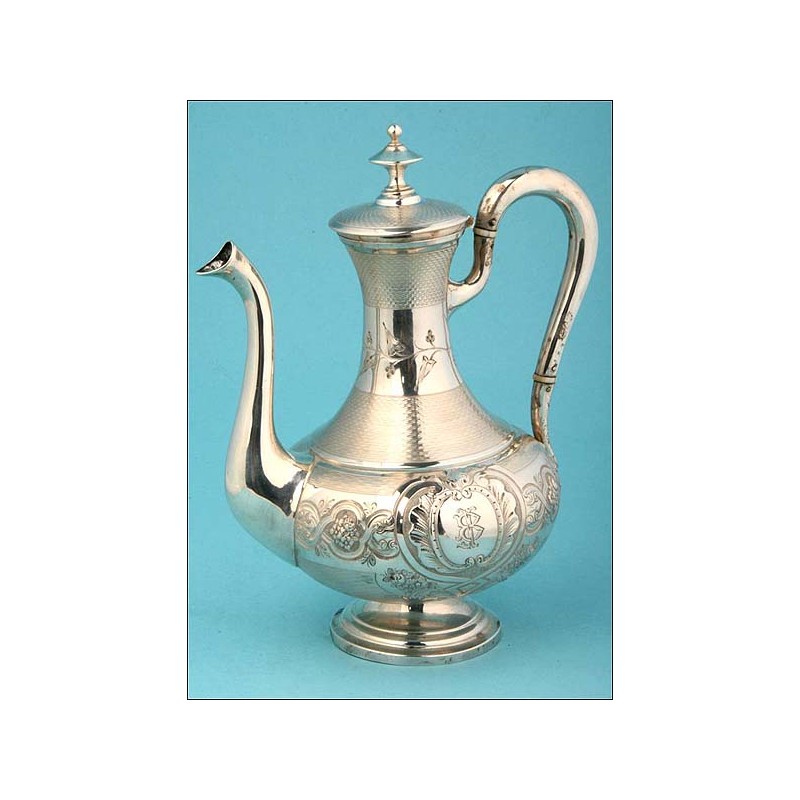 Magnificent French Teapot in Solid Silver of the XXI-XX Century.