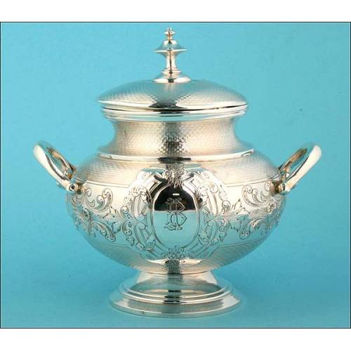 Large Solid Silver Sugar Bowl or Bombonera. XIX-XX Century