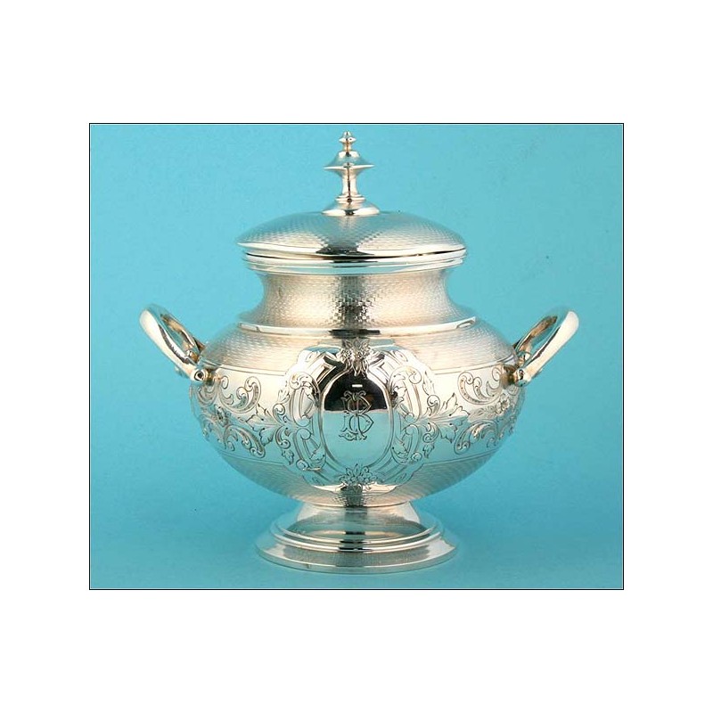 Large Solid Silver Sugar Bowl or Bombonera. XIX-XX Century