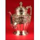 Espectacular Juego de Café y Samovar en Plata Maciza. España ½ s. XX.