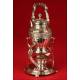 Espectacular Juego de Café y Samovar en Plata Maciza. España ½ s. XX.