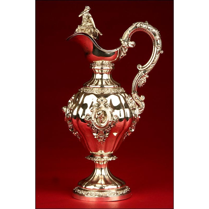 Decorative Solid Silver Pitcher. France XIX Century