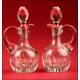 Originales Vinagreras Españolas de Plata y Cristal Tallado. S. XX.