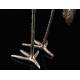 Stylized Crane Figure in Solid Silver Contrasted. Spain, Mid XX Century