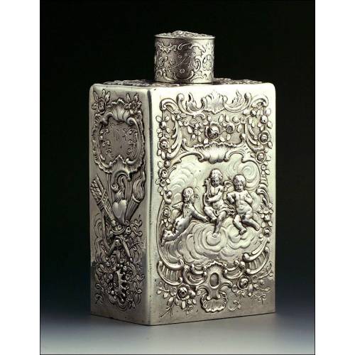 Precious 18th Century Solid Silver Tea Bottle, Italy. Valentine's Day. 315 Grams