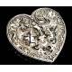 Magnificent French snuff box in solid silver and heart-shaped.