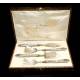 Wonderful Antique Silver and Metal Serving Cutlery Set. France, 19th Century