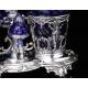 Very beautiful antique cruets in solid silver and cut crystal. France, 19th Century