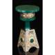 Beautiful Antique Solid Silver and Malachite Pedestal. Europe, Circa 1950