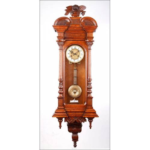 Antiguo Reloj de Pared Junghans en Perfectas Condiciones. Alemania, 1900