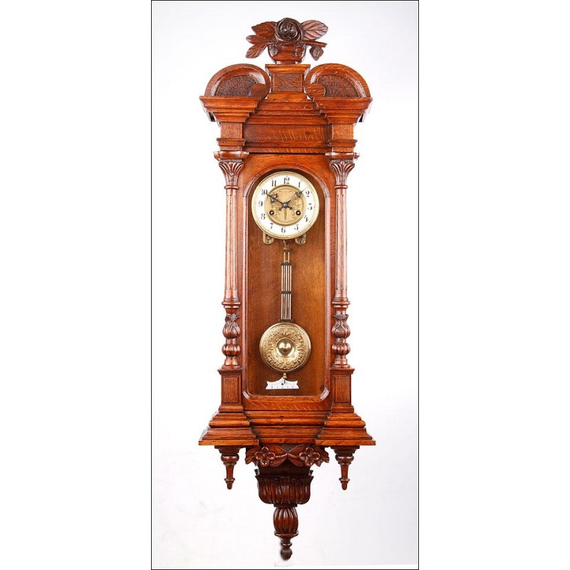 Antiguo Reloj de Pared Junghans en Perfectas Condiciones. Alemania, 1900