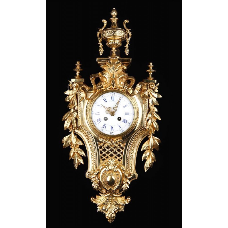 Precioso Reloj de Pared de Bronce. Sonería de horas y medias. Japy Freres. Francia, Siglo XIX