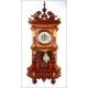 Beautiful Antique Kienzle Wall Clock with Carved Wood Case. Germany, Circa 1900