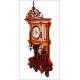 Beautiful Antique Kienzle Wall Clock with Carved Wood Case. Germany, Circa 1900