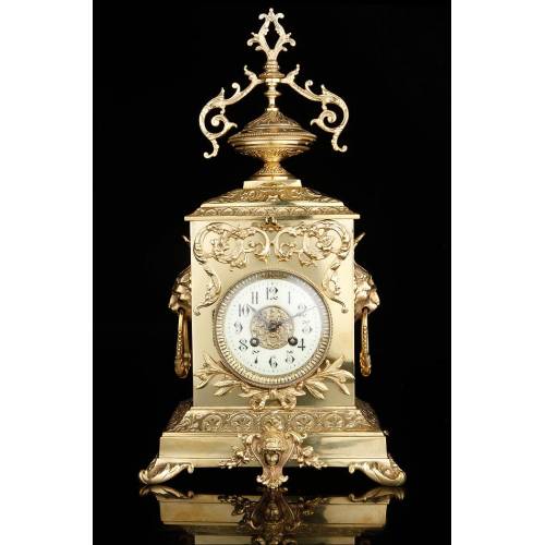 Reloj de Sobremesa Antiguo en Bronce. Francia, Siglo XIX