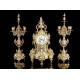 Antique Bronze Clock and Candlestick Set. France, XIX Century