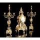 Antique Bronze Clock and Candlestick Set. France, XIX Century